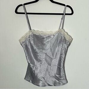 Vintage 90s Y2K Mossimo Silk Cami Lace Trim Top Medium Large